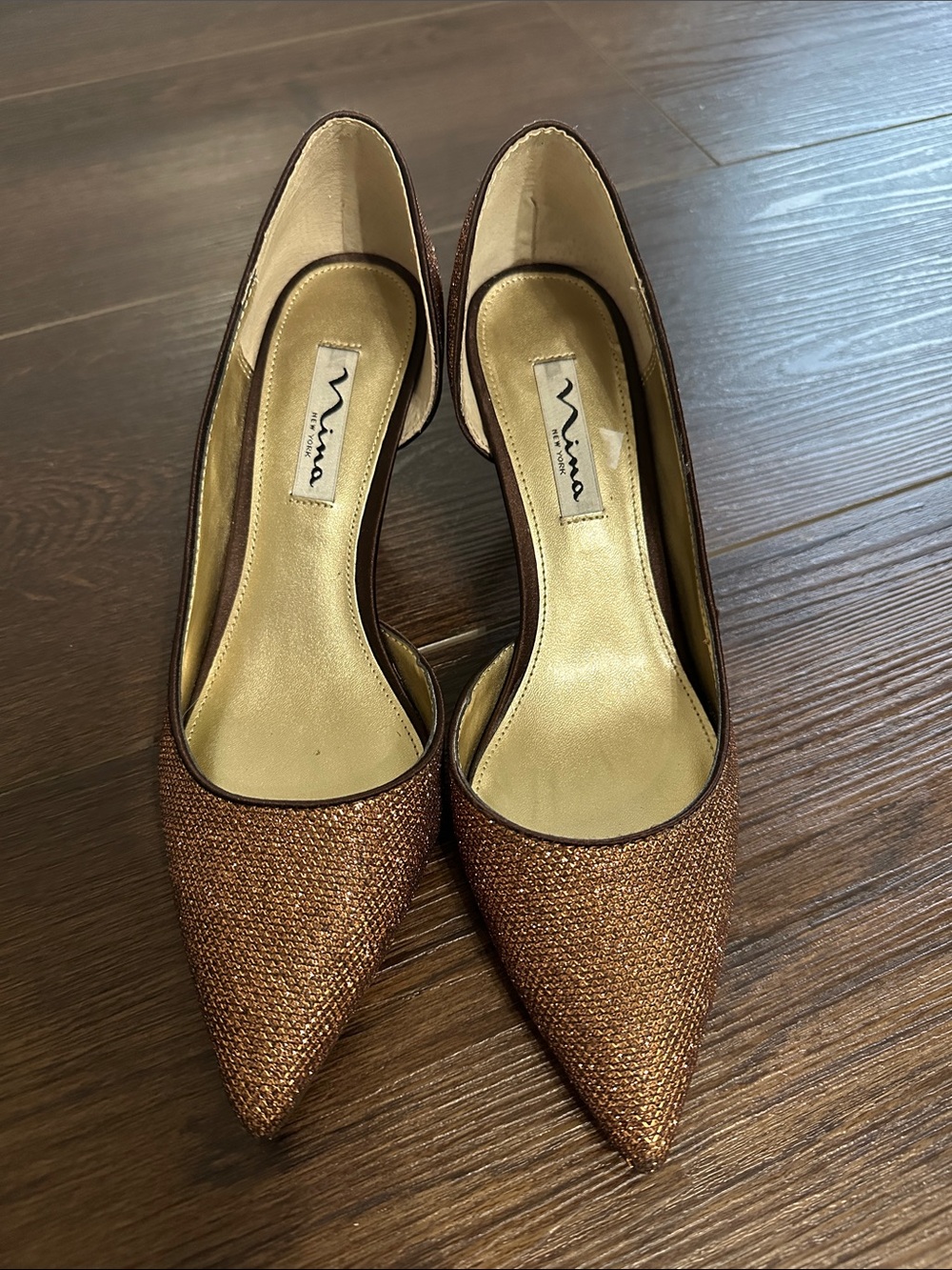Nina Metallic Copper Pointed-Toe Pumps